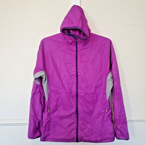 Marmot Windbreaker Rain Jacket Women M Full Zip Trail Wind Hoody Hiking Packable - Picture 1 of 16